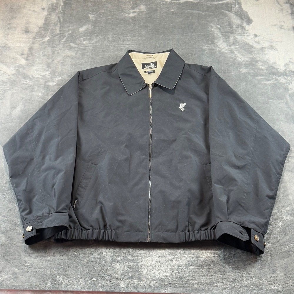 Ashworth Weather Systems Golf Jacket Mens Large Black Windbreaker Water Resist